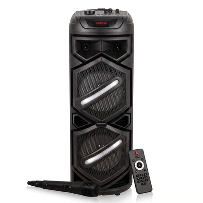 Parlante Bluetooth Master Sonic MS-2842BT Doble Woofer 8” Recargable con Luces LED y Radio FM
