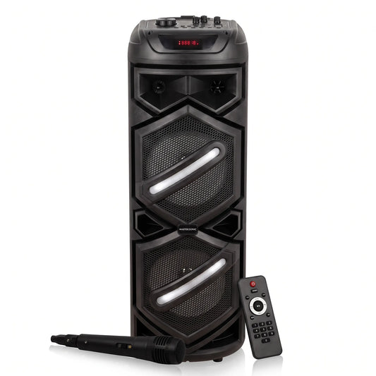 Parlante Bluetooth Master Sonic MS-2842BT Doble Woofer 8” Recargable con Luces LED y Radio FM