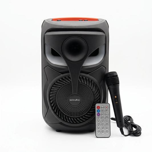 Parlante Bluetooth Master Sonic MS-854BT 8” Recargable con Luces LED, Radio FM y TWS