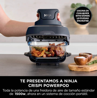 Freidora de Aire Ninja Crispi 4 en 1 FN101LAAGY Gris con Recipientes de Vidrio