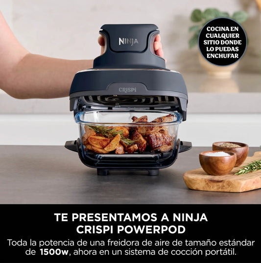 Freidora de Aire Ninja Crispi 4 en 1 FN101LAAGY Gris con Recipientes de Vidrio