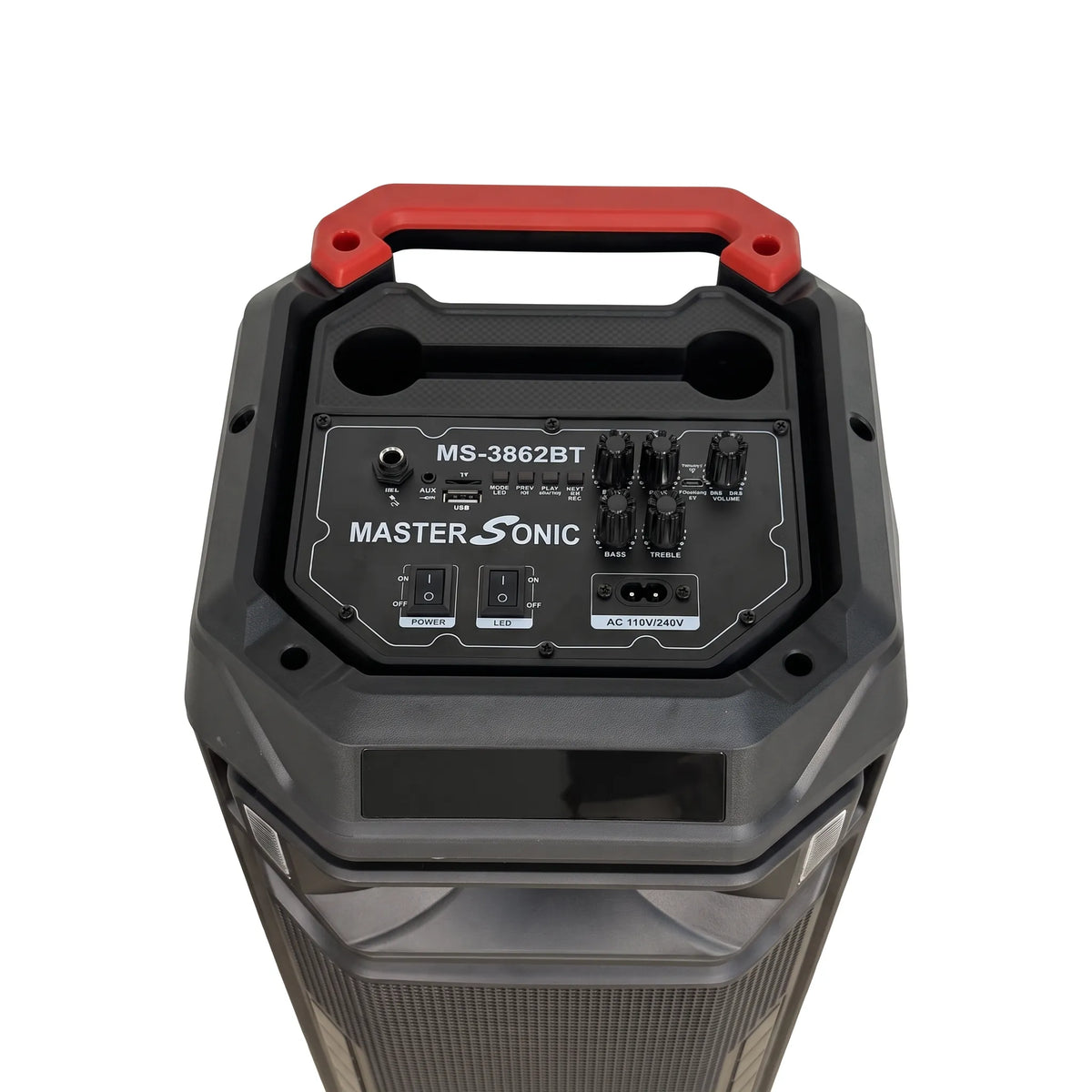 Parlante Bluetooth Master Sonic MS-3862BT Triple Woofer 8” 500W Recargable con Luces LED y TWS