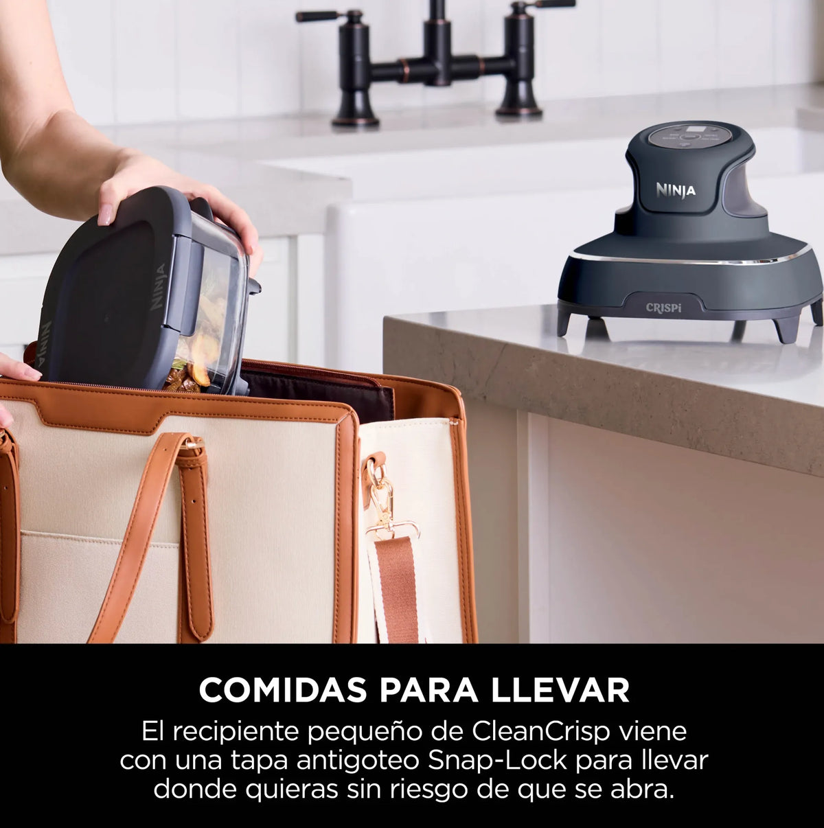 Freidora de Aire Ninja Crispi 4 en 1 FN101LAAGY Gris con Recipientes de Vidrio