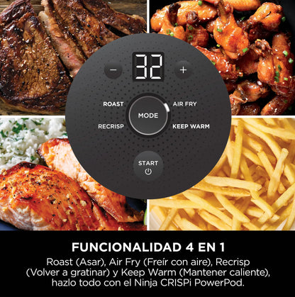 Freidora de Aire Ninja Crispi 4 en 1 FN101LAAGY Gris con Recipientes de Vidrio