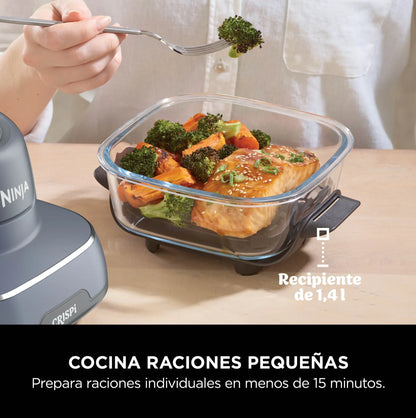 Freidora de Aire Ninja Crispi 4 en 1 FN101LAAGY Gris con Recipientes de Vidrio