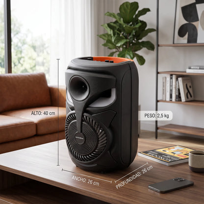 Parlante Bluetooth Master Sonic MS-854BT 8” Recargable con Luces LED, Radio FM y TWS