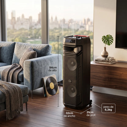 Parlante Bluetooth Master Sonic MS-3862BT Triple Woofer 8” 500W Recargable con Luces LED y TWS