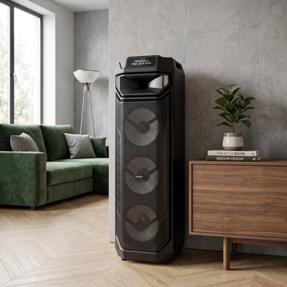 Parlante Bluetooth Master Sonic MS-3862BT Triple Woofer 8” 500W Recargable con Luces LED y TWS