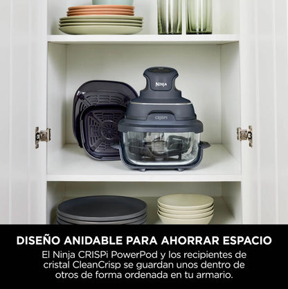 Freidora de Aire Ninja Crispi 4 en 1 FN101LAAGY Gris con Recipientes de Vidrio